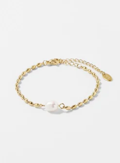 Freshwater pearl golden bracelet