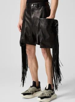 Fringe pockets leather short