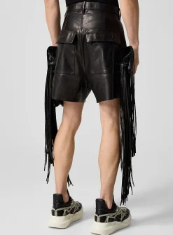 Fringe pockets leather short
