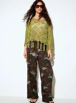 Fringed crochet poncho