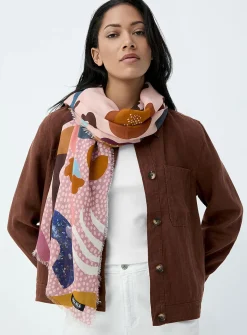 Fringed edging colourful lightweight scarf
