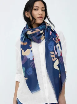 Fringed edging colourful lightweight scarf