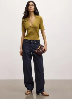 Fuji dark indigo denim barrel-leg jean