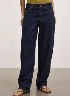 Fuji dark indigo denim barrel-leg jean