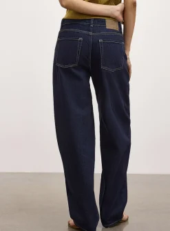 Fuji dark indigo denim barrel-leg jean