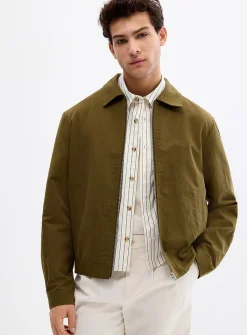 Full-zip cotton-linen jacket