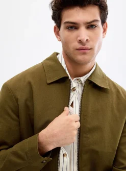 Full-zip cotton-linen jacket
