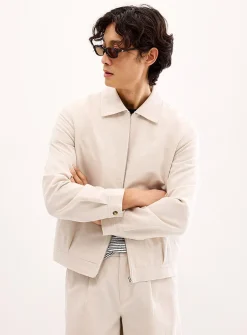 Full-zip cotton-linen jacket
