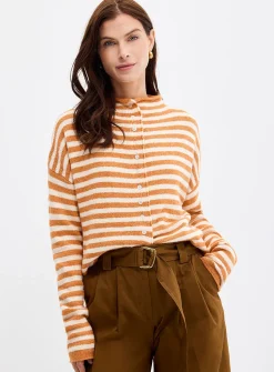 Funnel neck buttoned sweater