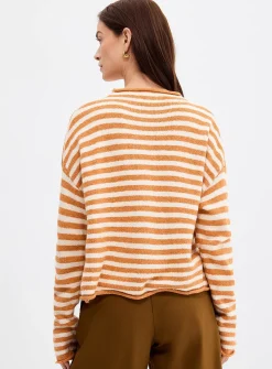 Funnel neck buttoned sweater