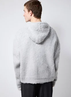 Fuzzy knit zipped hoodie