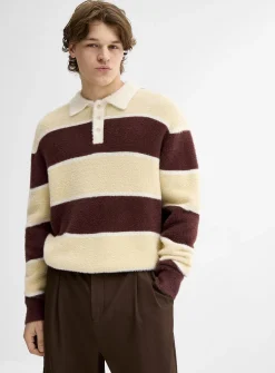 Fuzzy-knit rugby polo