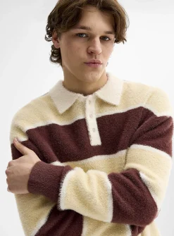 Fuzzy-knit rugby polo