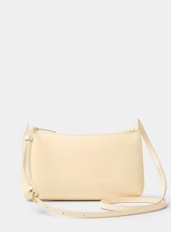 Gaia smooth cream leather crossbody bag