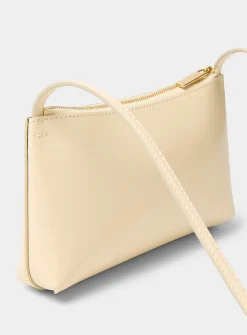 Gaia smooth cream leather crossbody bag