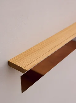 Gallery oak and steel floating shelf