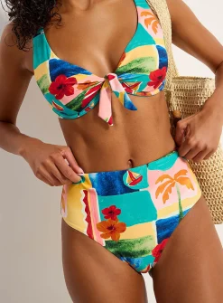 Gathered back high-rise bikini bottom