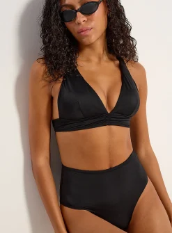 Gathered back high-rise bikini bottom