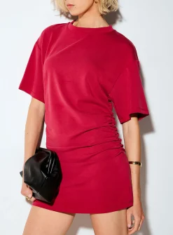 Gathered waist T-shirt minidress
