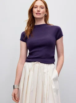 Gathered waist ultra-soft ribbed sweater