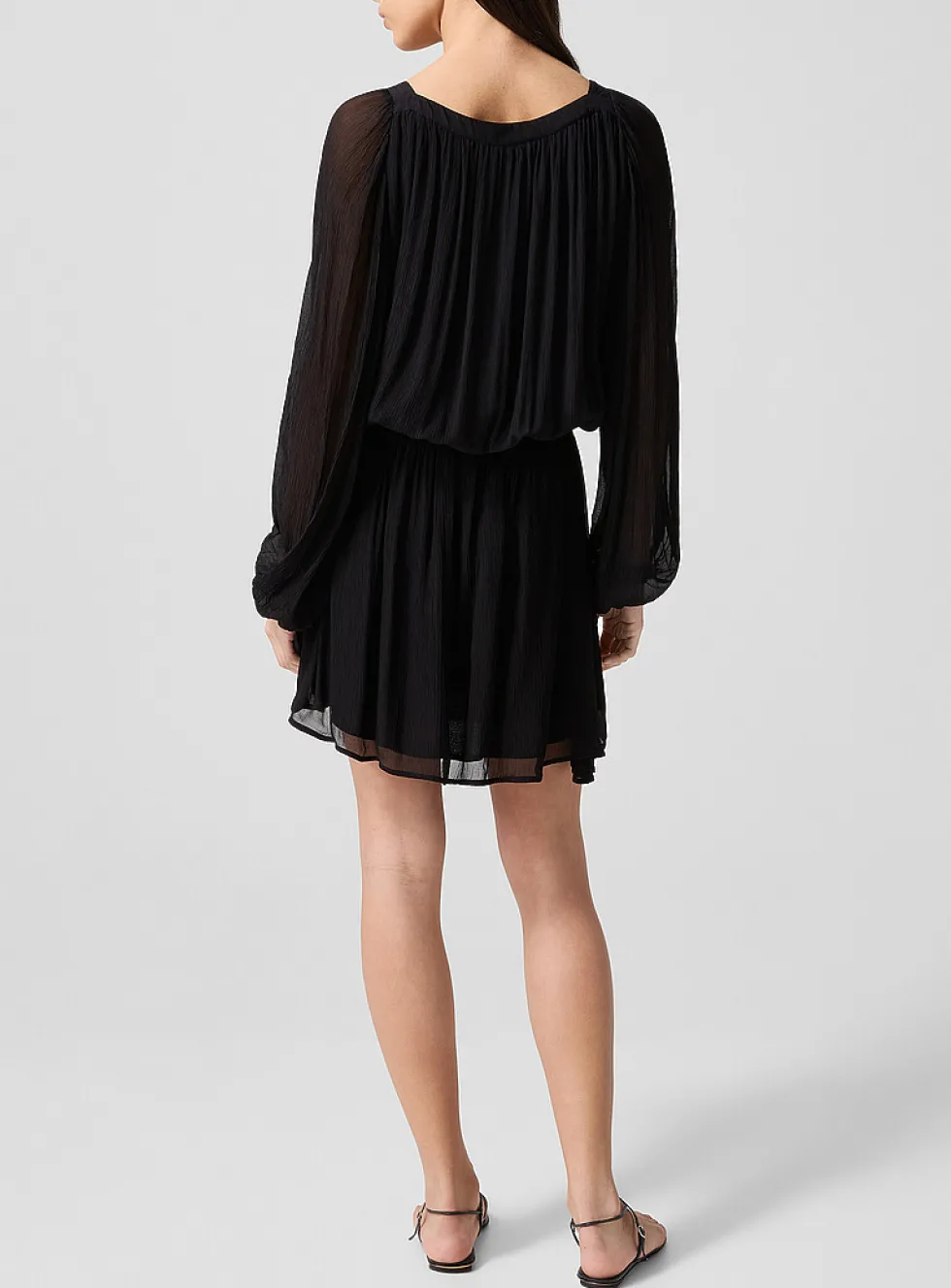 Genova sheer puff sleeves dress