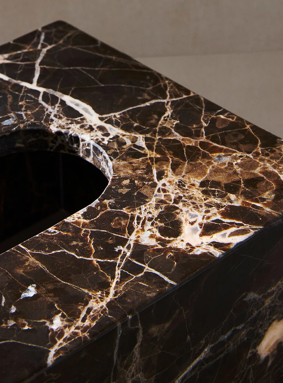 Genuine black marble tissue box cover