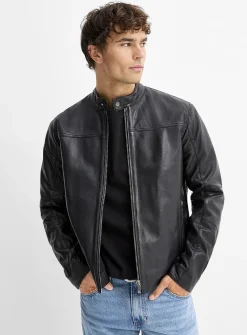 Genuine leather biker jacket