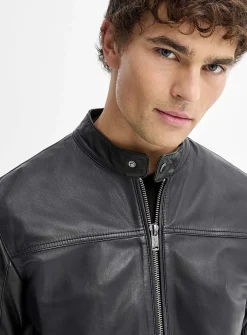 Genuine leather biker jacket