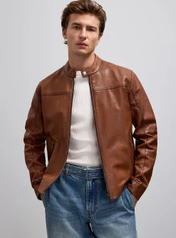 Genuine leather biker jacket