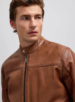Genuine leather biker jacket