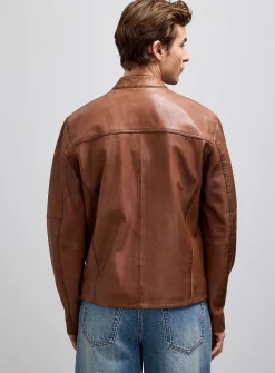 Genuine leather biker jacket