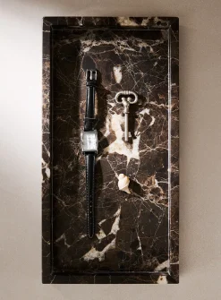 Genuine marble rectangular tray