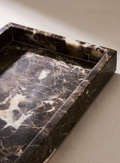 Genuine marble rectangular tray