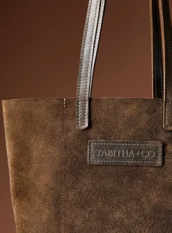 Genuine nubuck leather reversible tote