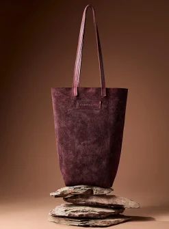 Genuine nubuck leather reversible tote