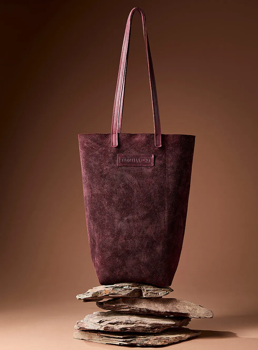 Genuine nubuck leather reversible tote