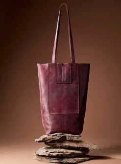 Genuine nubuck leather reversible tote