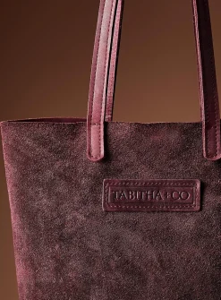 Genuine nubuck leather reversible tote