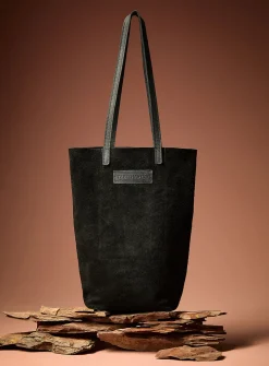 Genuine nubuck leather reversible tote