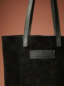 Genuine nubuck leather reversible tote