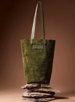 Genuine nubuck leather reversible tote