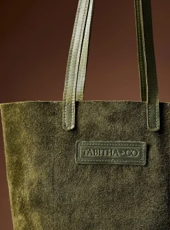 Genuine nubuck leather reversible tote