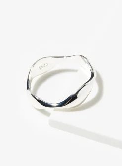 Genuine silver wave ring
