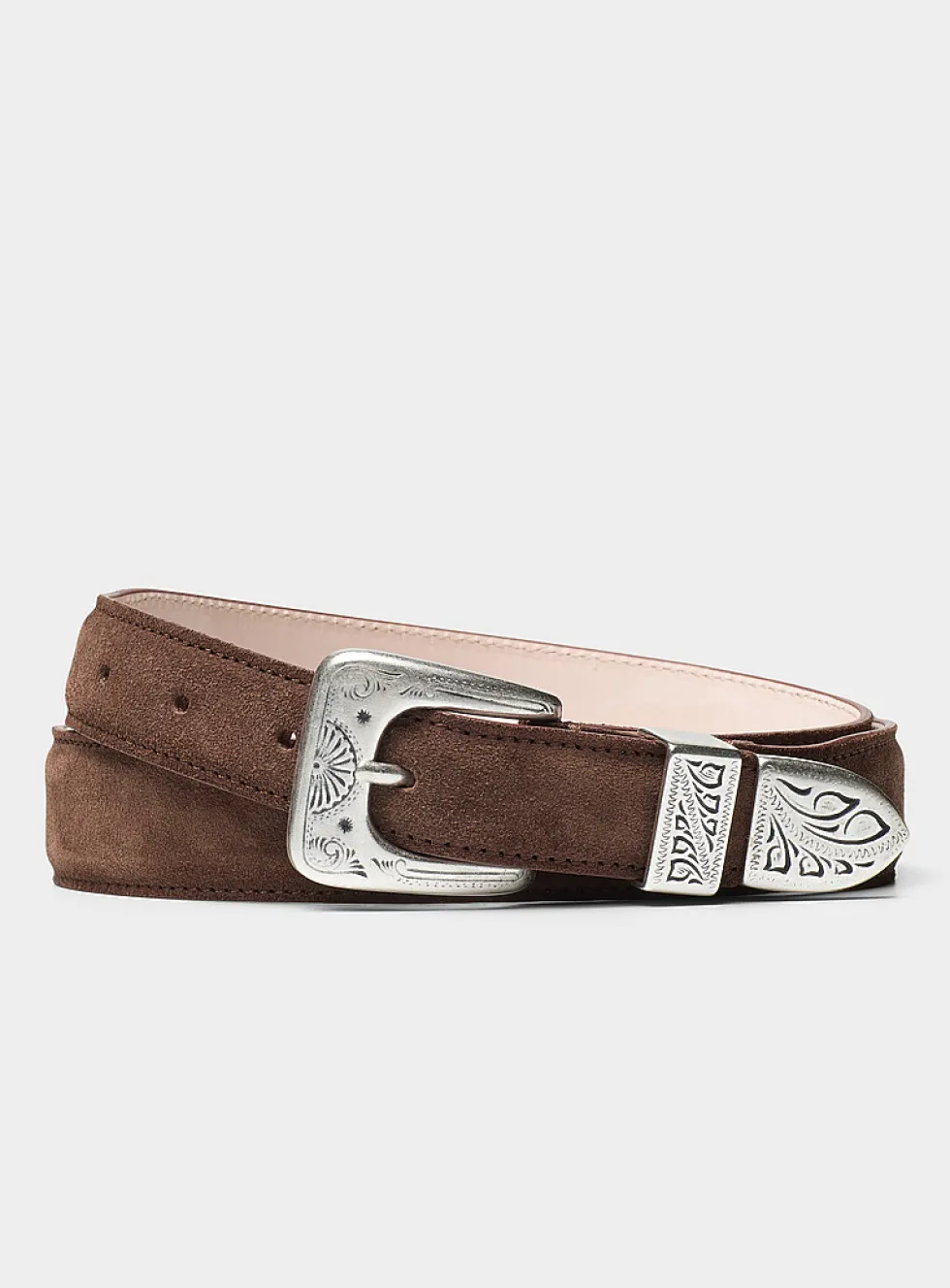 Genuine suede Western belt