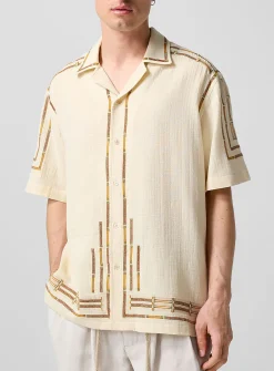 Geo embroidery cabana shirt