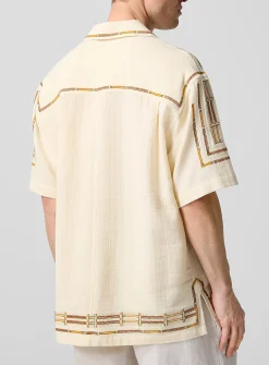 Geo embroidery cabana shirt