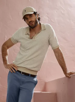 Geo jacquard knit polo