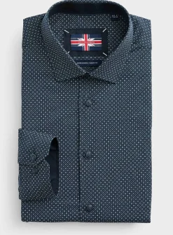 Geo micro-pattern navy shirt