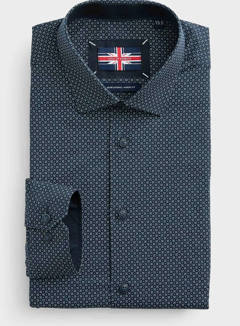 Geo micro-pattern navy shirt