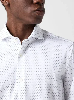 Geo mini-pattern stretch shirt